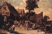 TENIERS, David the Younger Peasants Dancing outside an Inn wt china oil painting reproduction